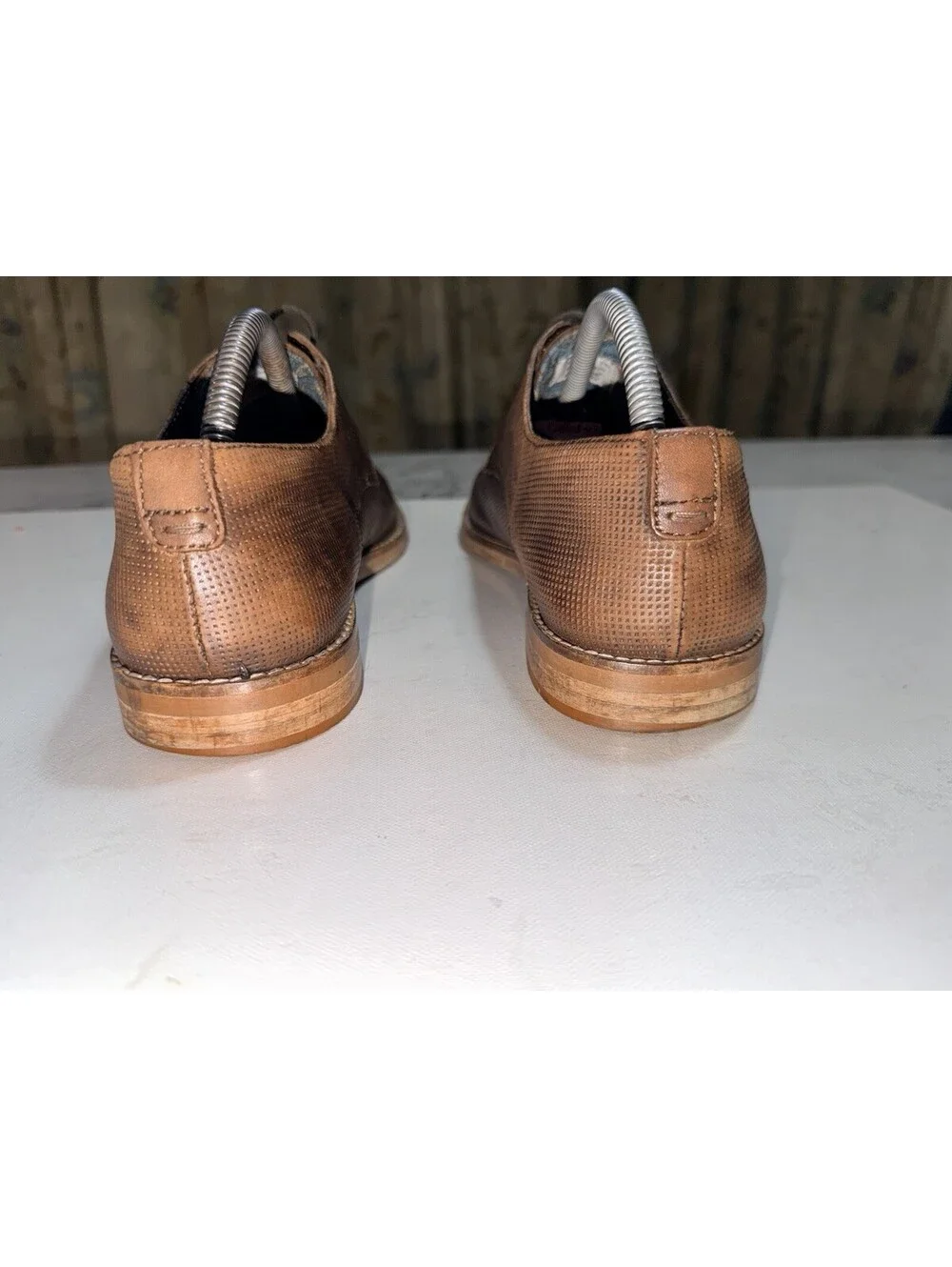 NEXT Hell For Leather Mens US 8 EU 41 Brown Textured Leather Derby Dress Shoes